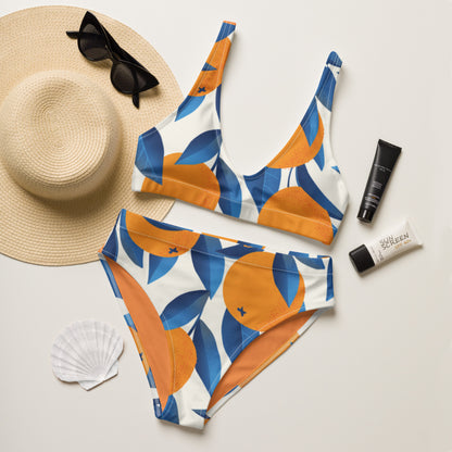 Recycled high-waisted bikini - Sunny Orange